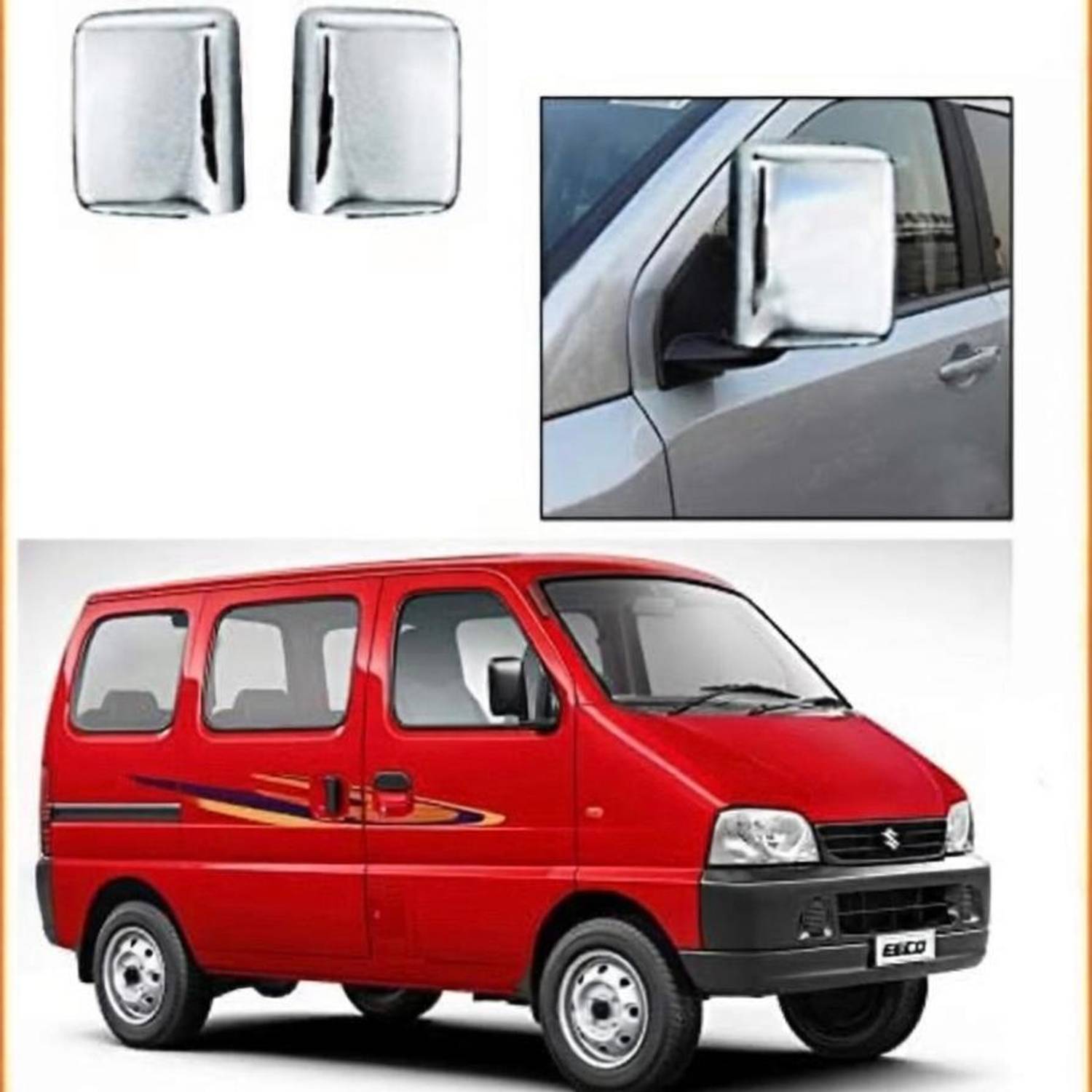 AMARIO Premium Quality Side Mirror Chrome Cover For Eeco 2010-2017 Set Of 2 Plated, Plastic Car Mirror Cover