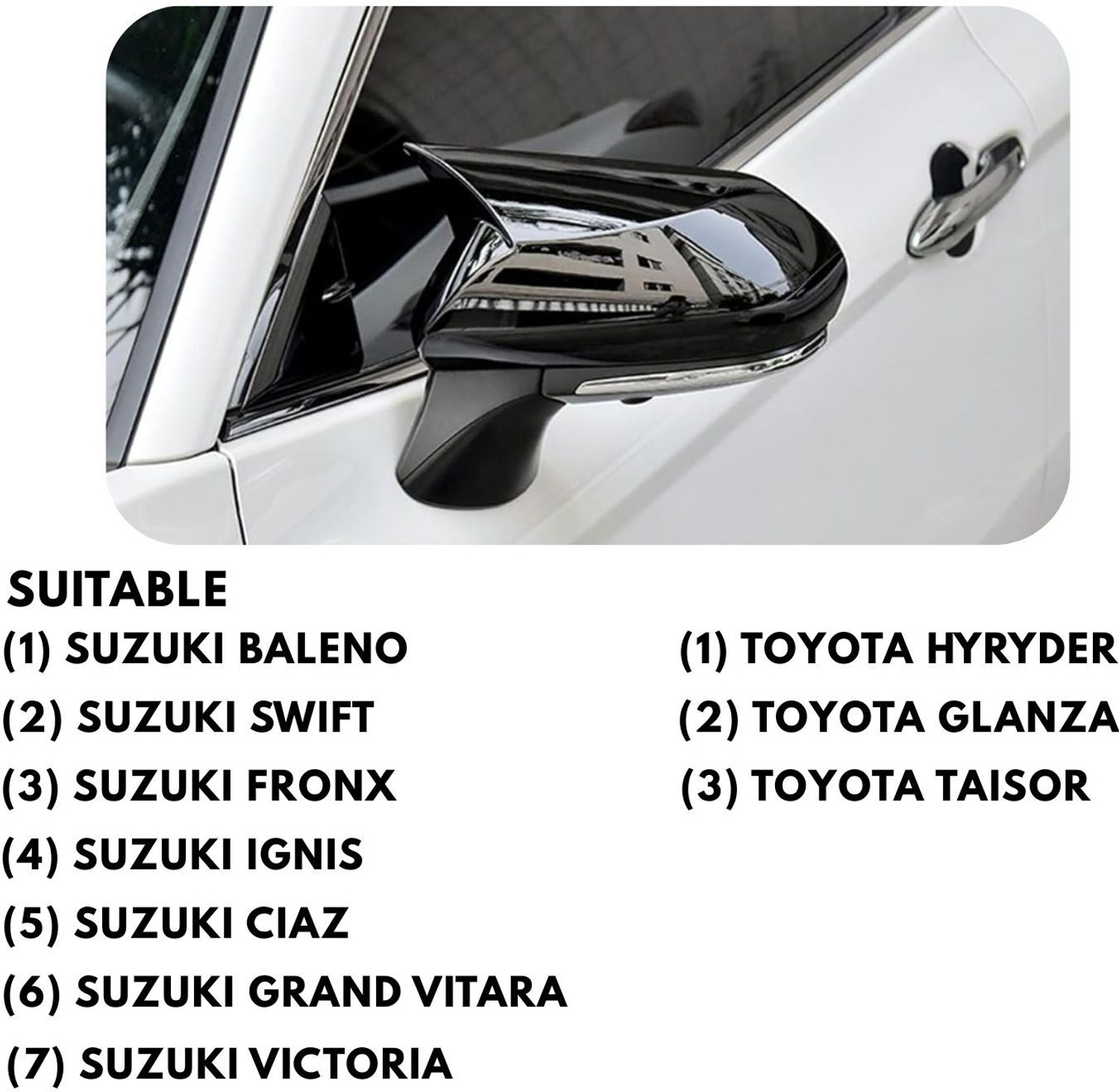 Image of SRPHERE A1 Batman Style Car Side Mirror Covers Compatible for suzuki grand vitara Plastic Car Mirror Cover