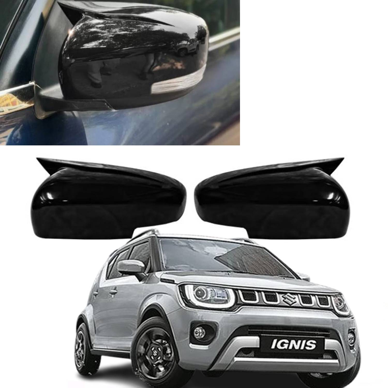 Bubu Car side Black glossy mirror cover in batman look for all series Borosilicate Glass Car Mirror Cover