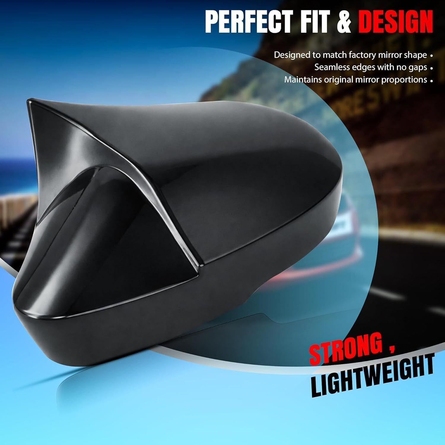 Image of Otoroys Batman Style Side Mirror Cover Cap for Tata Punch Tiago Tigor Nexon 2018+ Plastic Car Mirror Cover