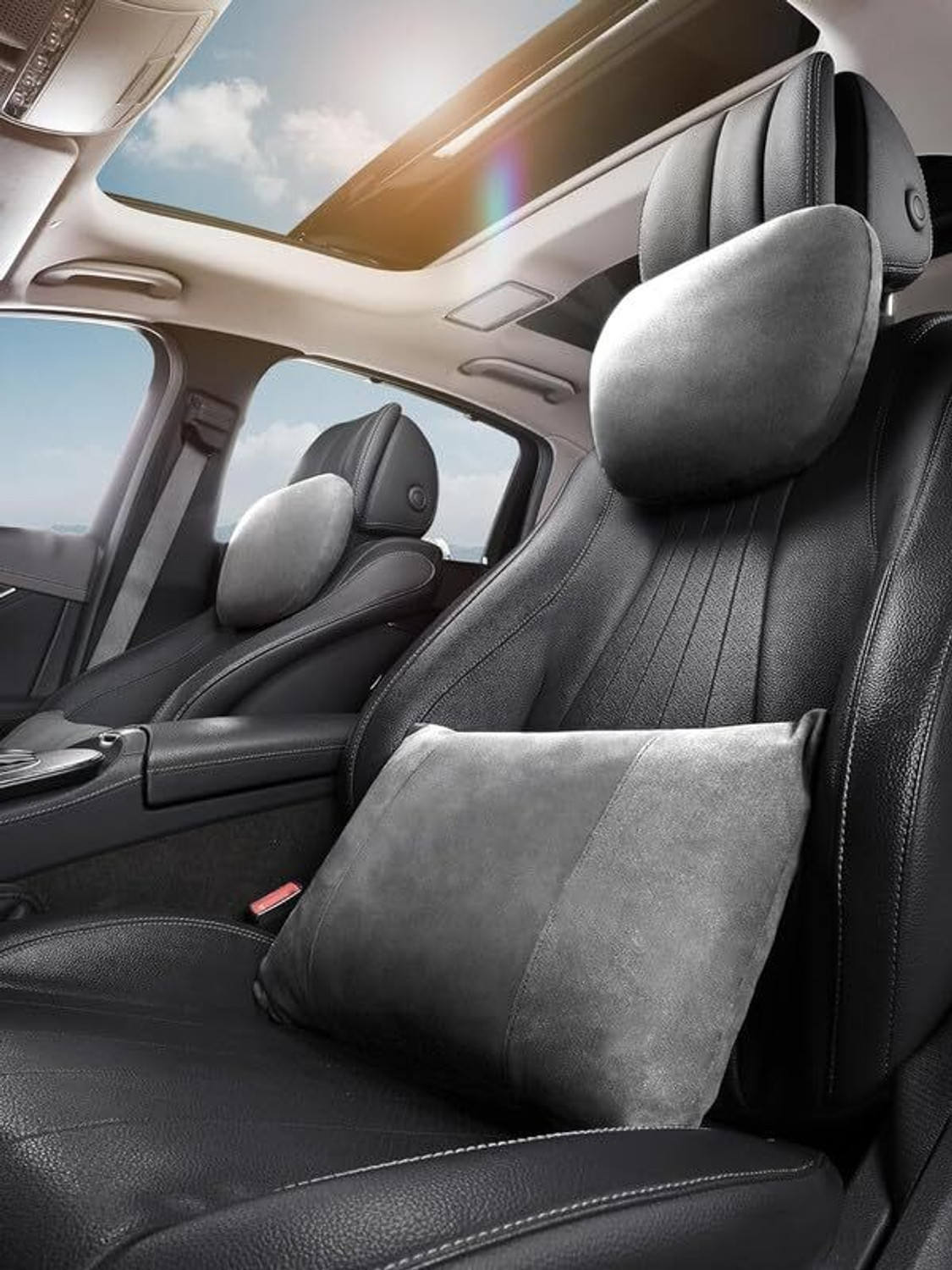 Image of Edylinn Grey Polyester, Cotton Car Pillow Cushion for Universal For Car