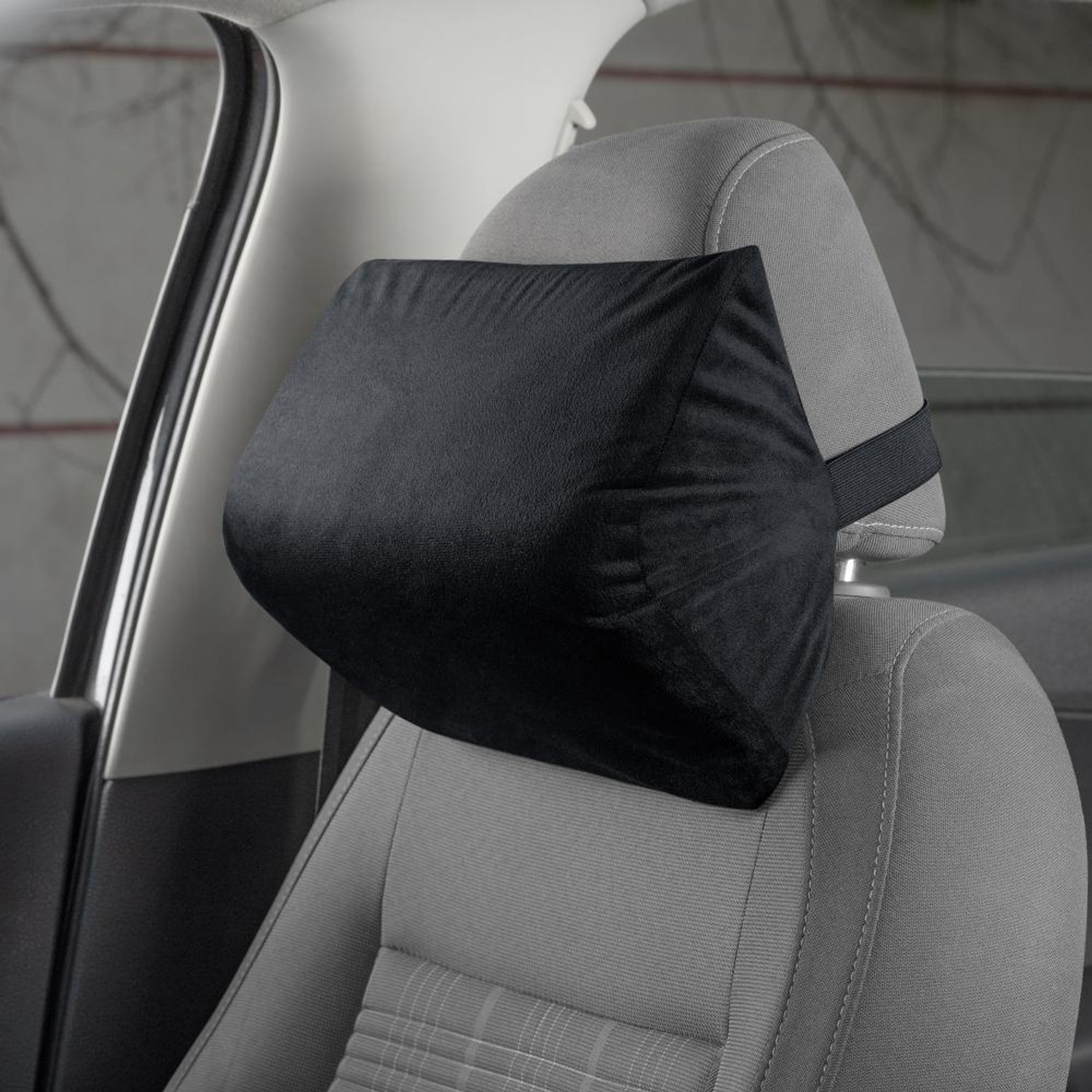 Image of Wakefit Black Memory Foam Car Pillow Cushion for Universal For Car