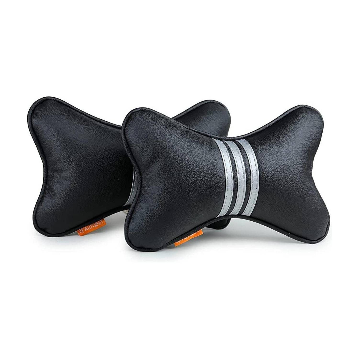 AUTOFIT Black, Silver Leather Car Pillow Cushion for Universal For Car
