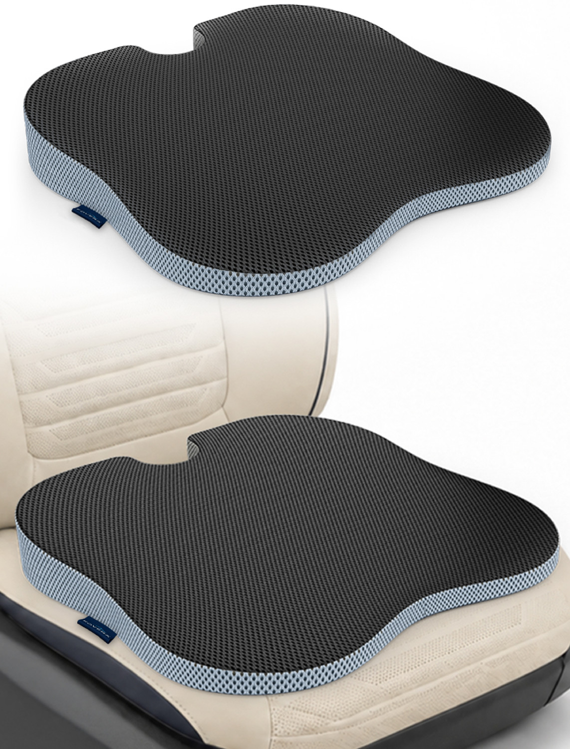Image of FOVERA Black, Grey Memory Foam Car Pillow Cushion for Universal For Car