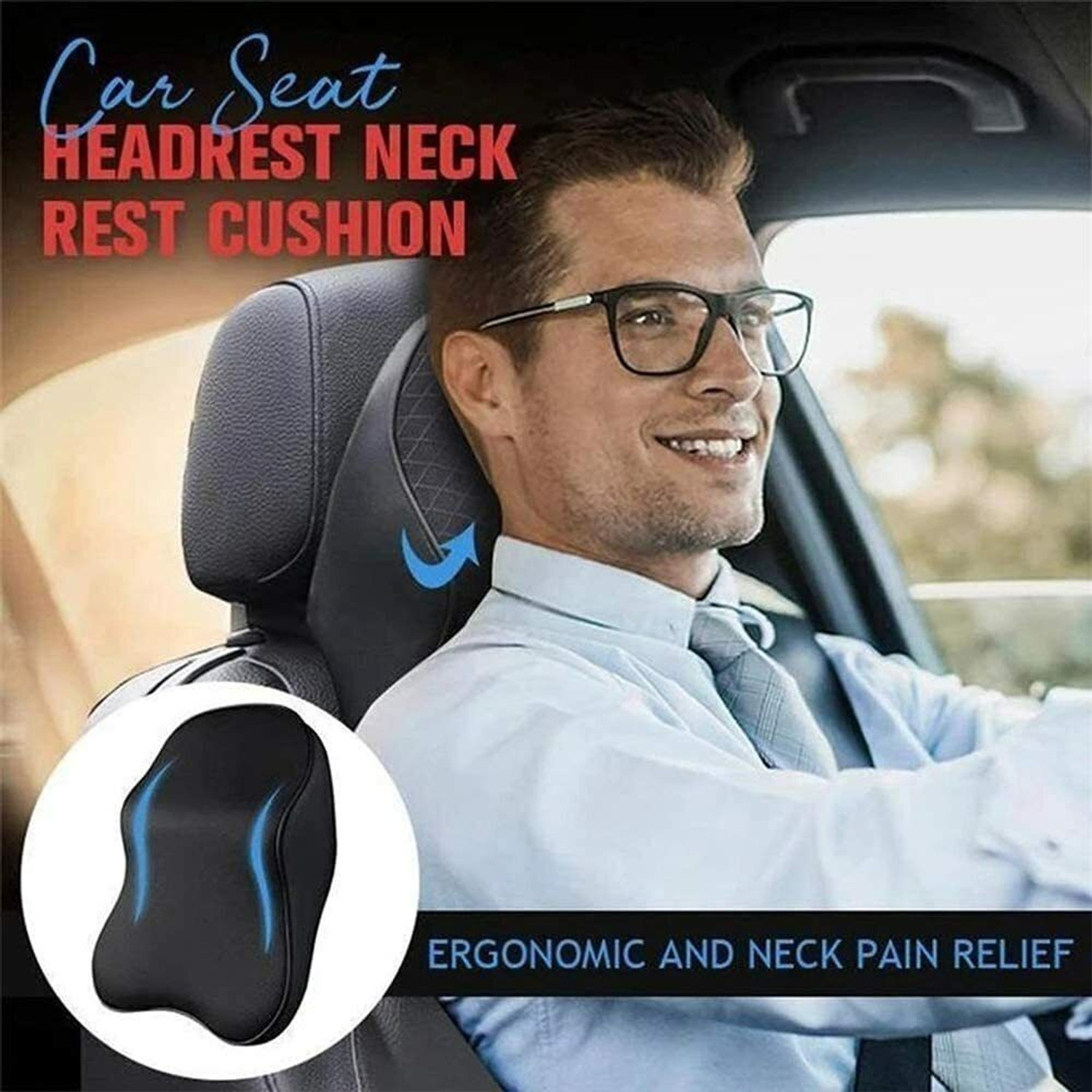 Image of romj Black Memory Foam Car Pillow Cushion for Universal For Car