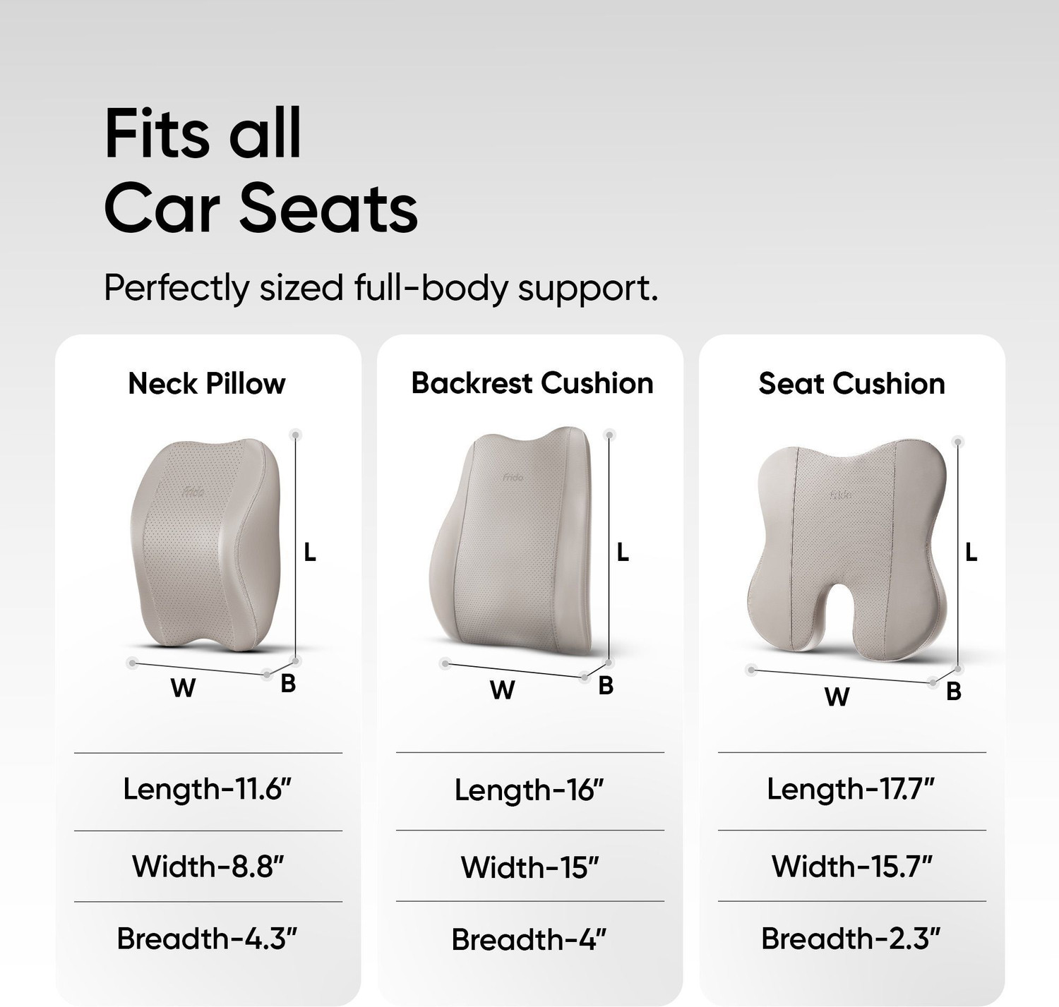 Image of Frido Grey Leatherite Car Pillow Cushion for Universal For Car