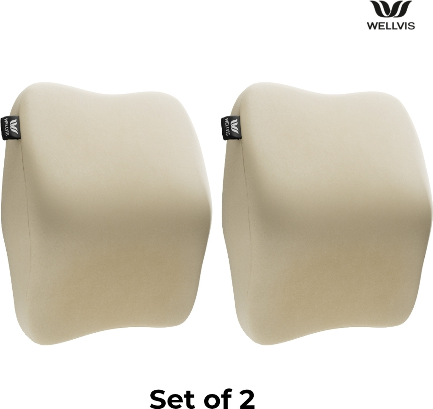 Image of Wellvis Beige Memory Foam Car Pillow Cushion for Universal For Car