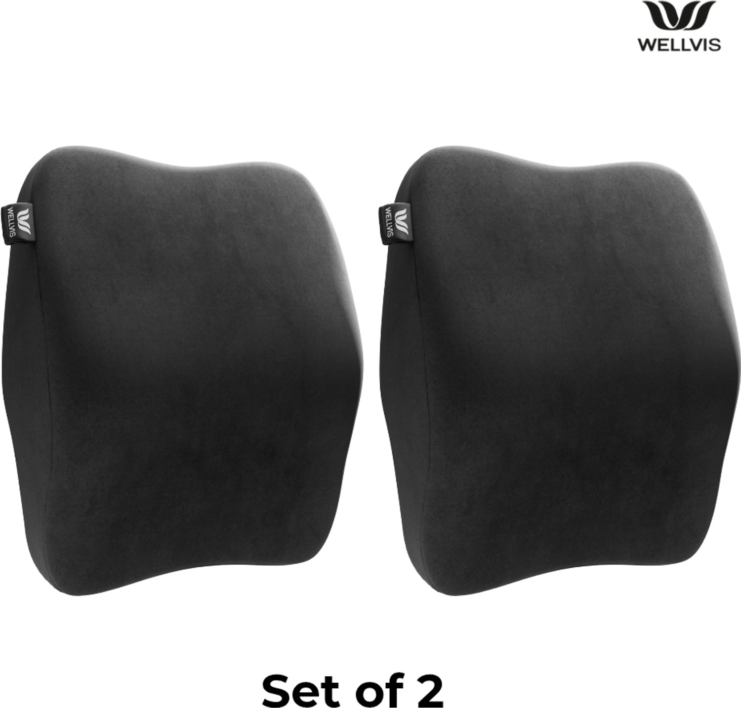 Image of Wellvis Black Memory Foam Car Pillow Cushion for Universal For Car