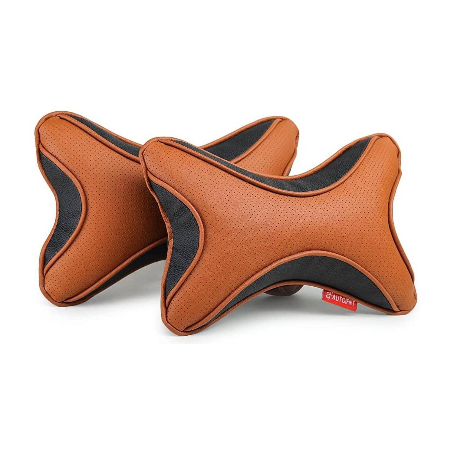 AUTOFIT Brown, Black Leather Car Pillow Cushion for Universal For Car
