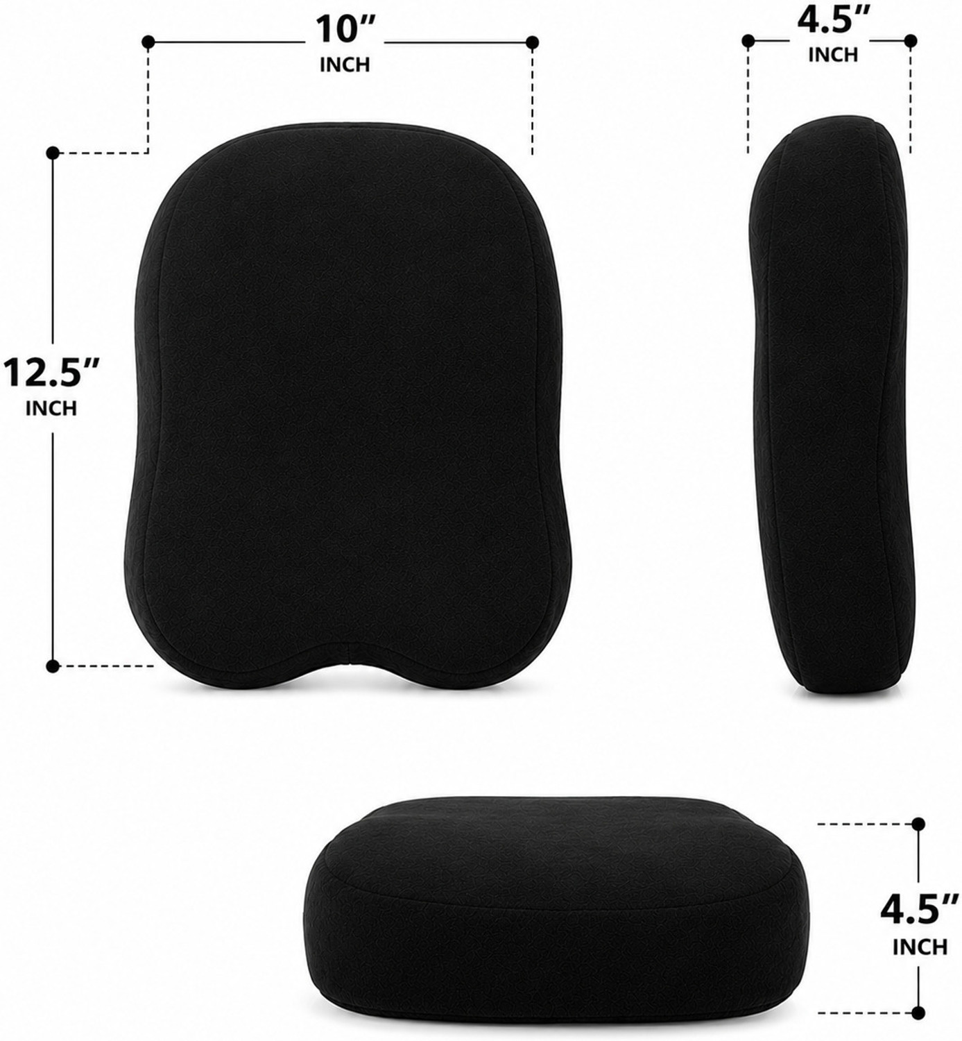 Image of HELPVAY Black Velvet Car Pillow Cushion for Universal For Car (Rectangular, Pack of 2)