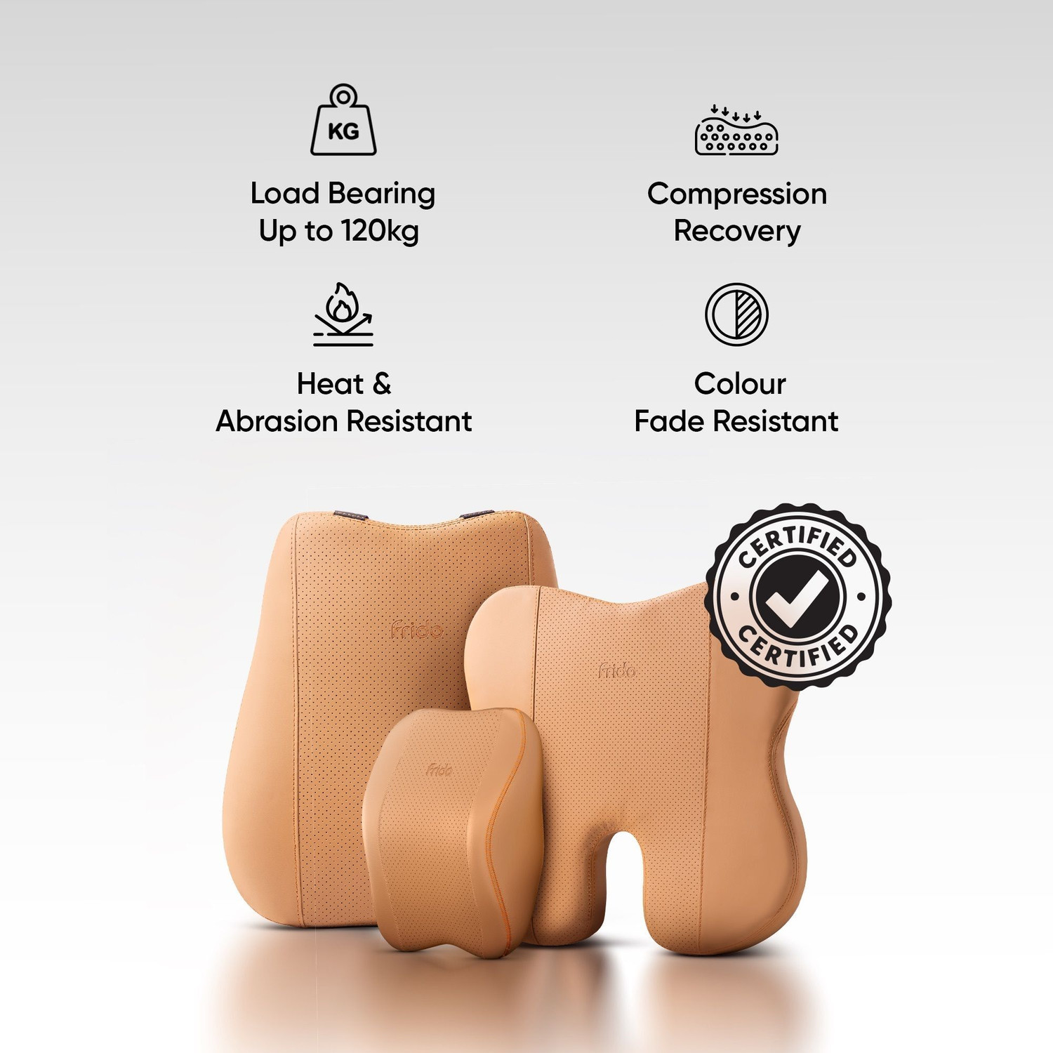 Image of Frido Brown Leatherite Car Pillow Cushion for Universal For Car