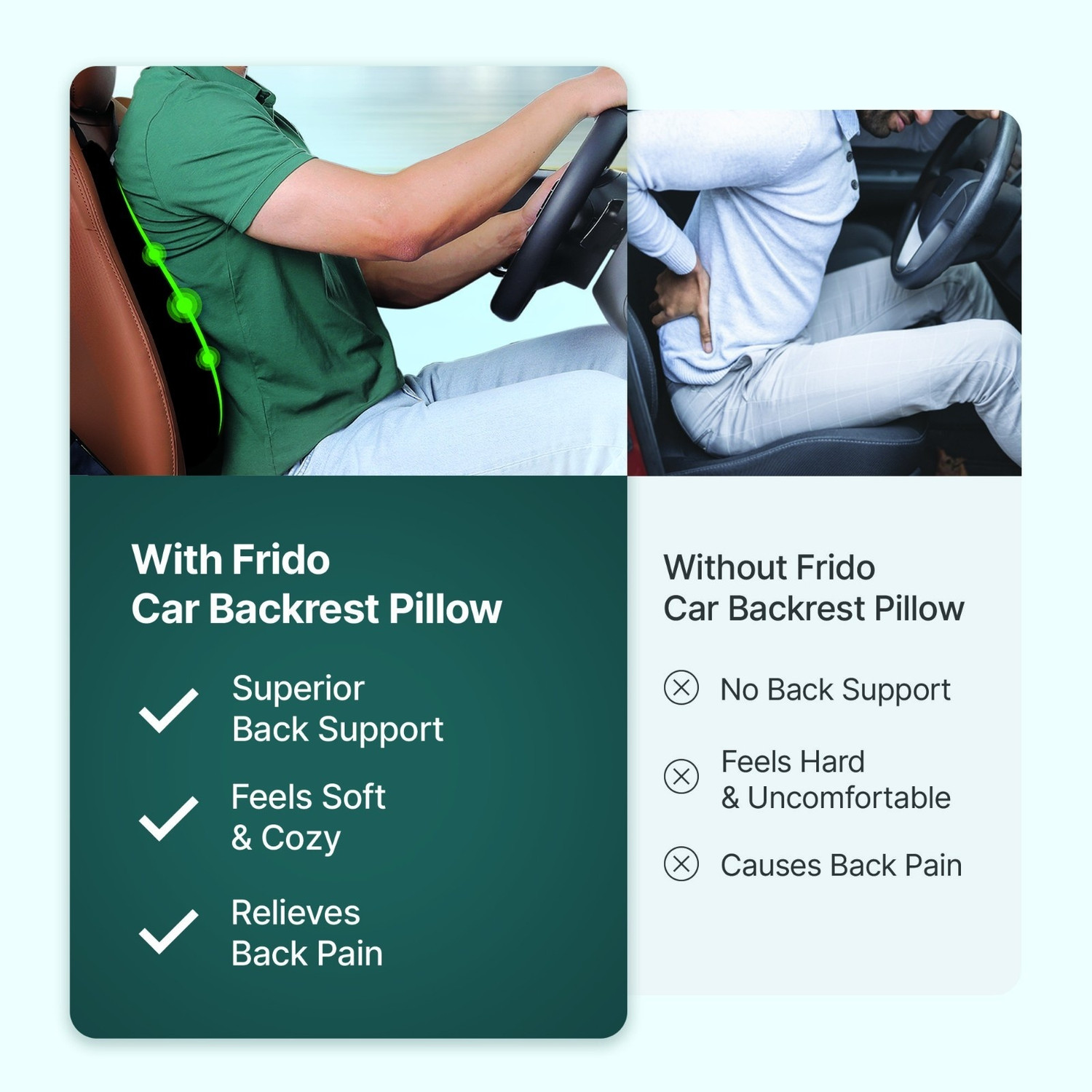 Image of Frido Black Memory Foam Car Pillow Cushion for Universal For Car