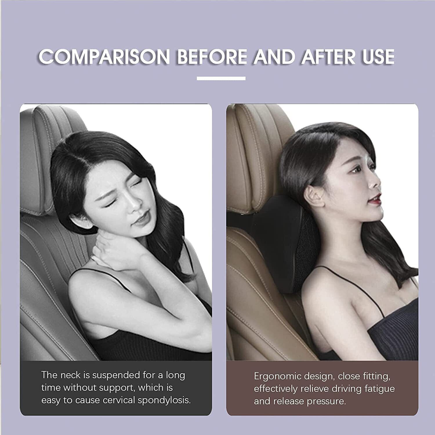 Image of Dreamshop Black Memory Foam Car Pillow Cushion for Universal For Car