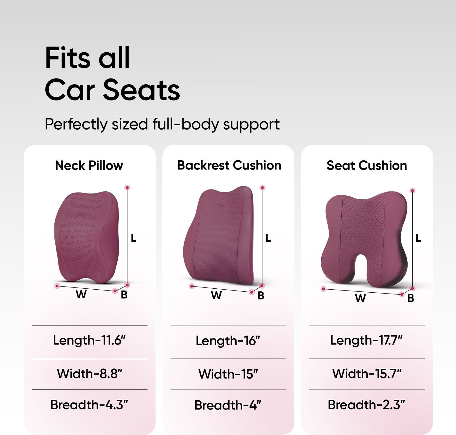 Image of Frido Maroon Leatherite Car Pillow Cushion for Universal For Car