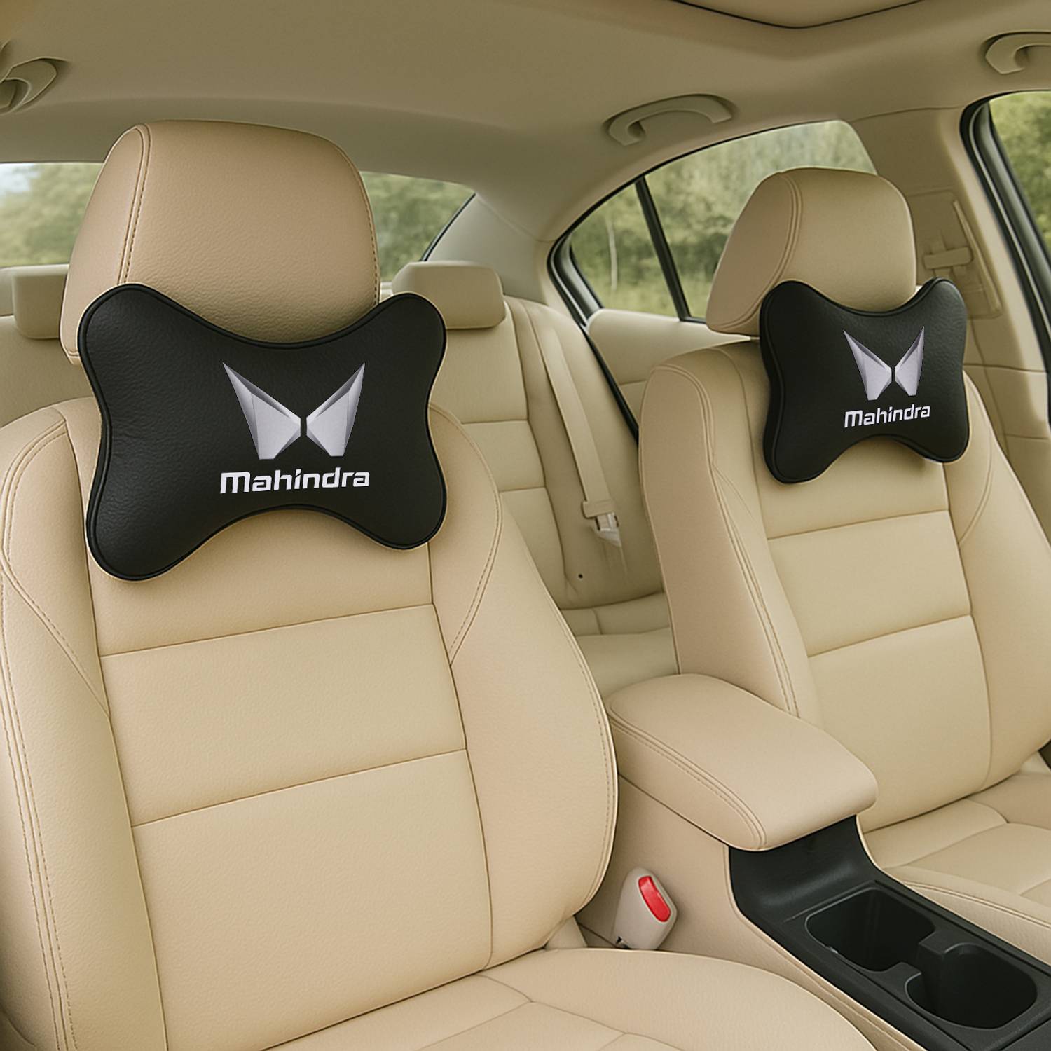 Anita Corporation Black Polyester Car Pillow Cushion for Mahindra