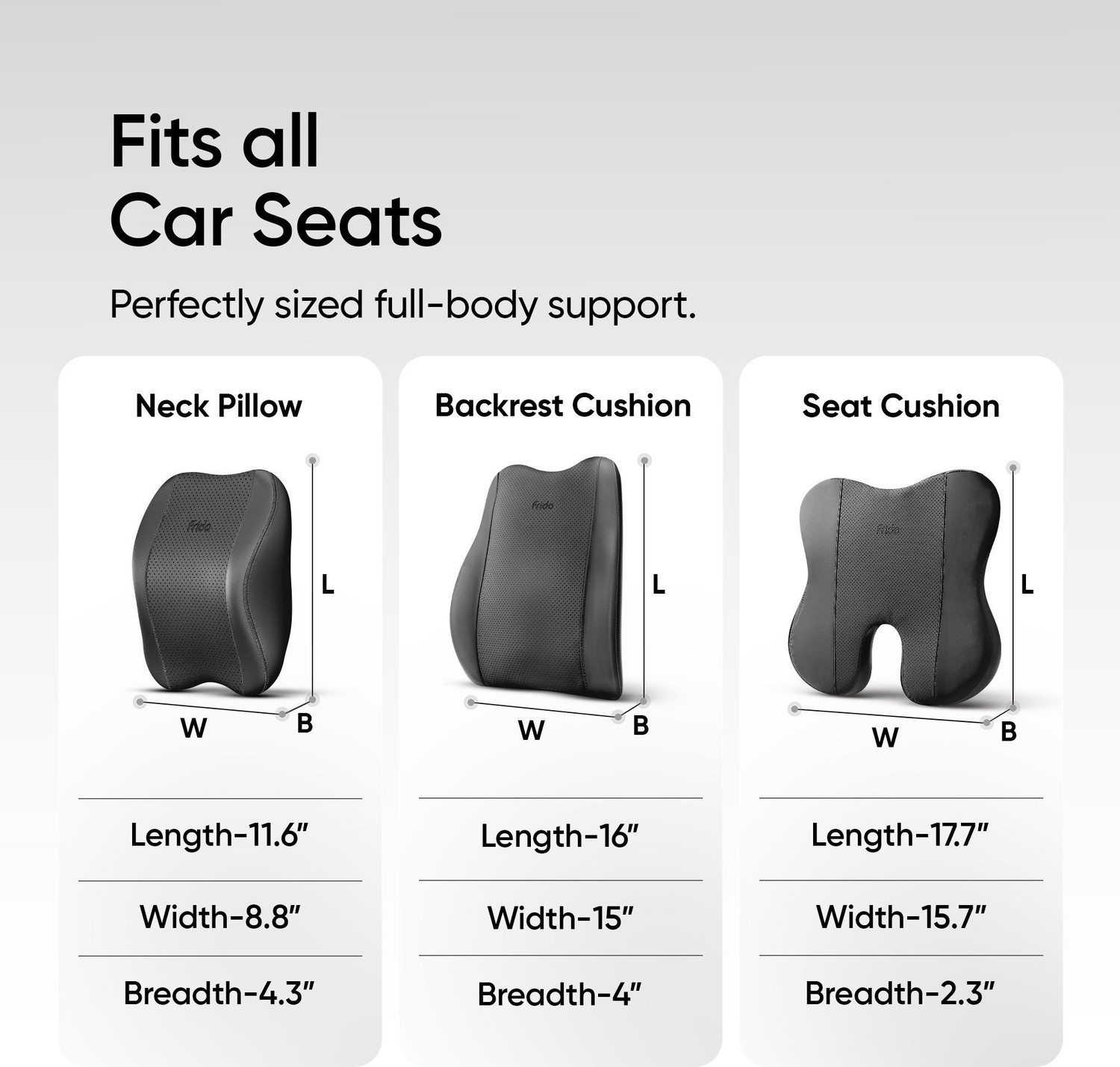 Image of Frido Black Leatherite Car Pillow Cushion for Universal For Car