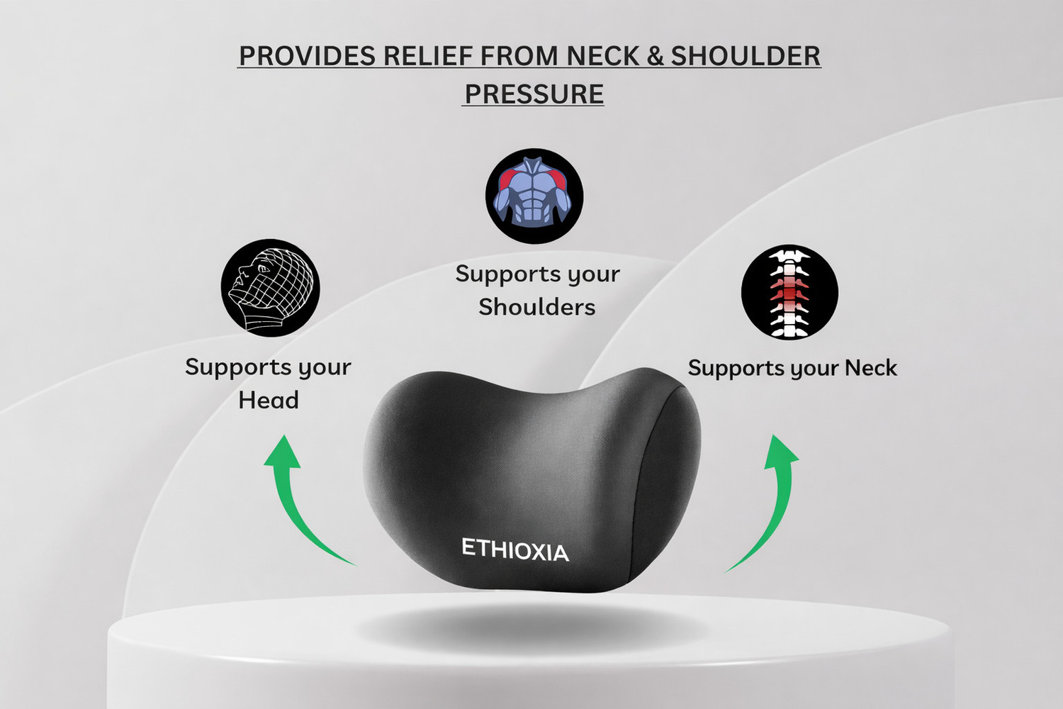 Image of afifa Black Memory Foam Car Pillow Cushion for Universal For Car