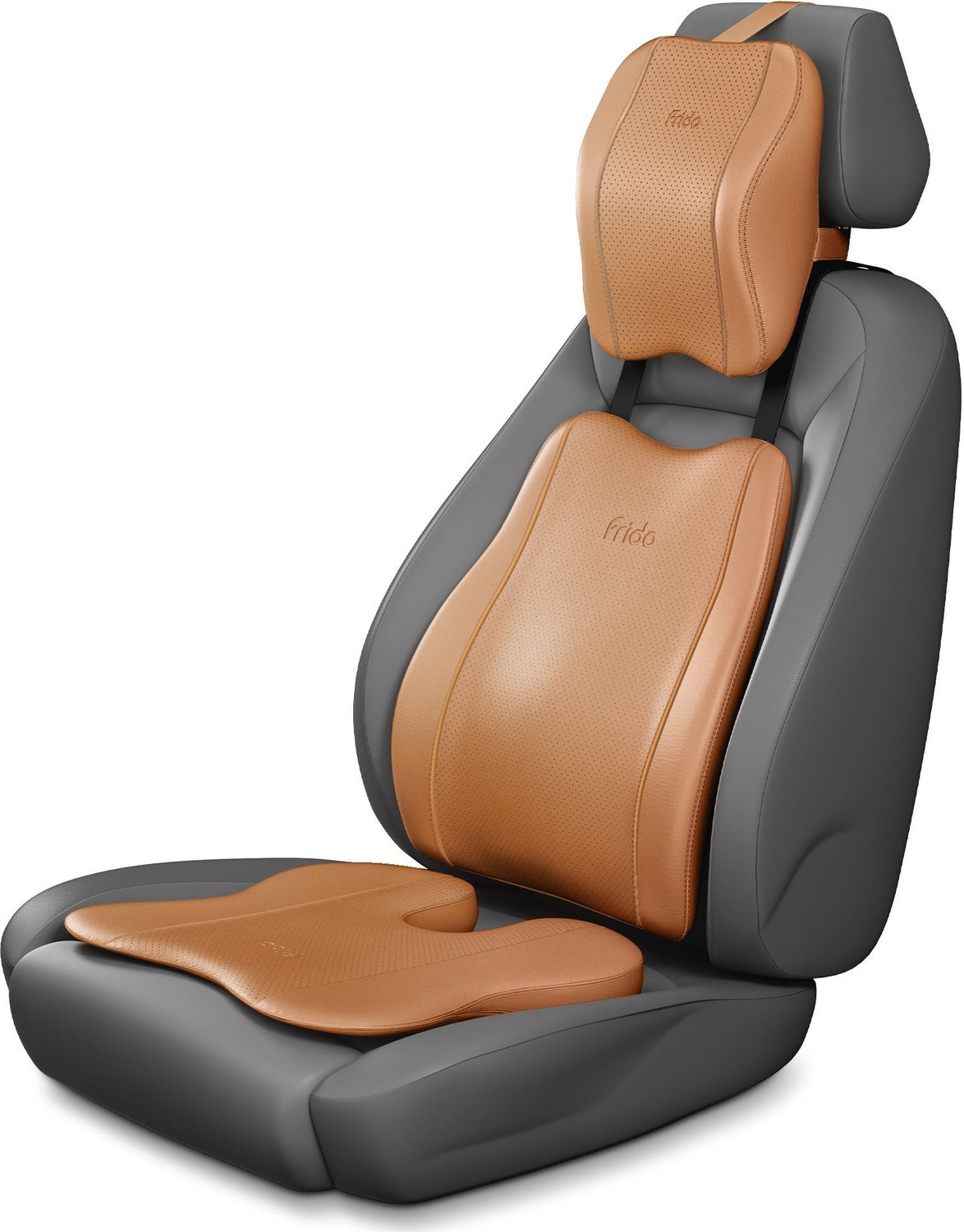Image of Frido Brown Leatherite Car Pillow Cushion for Universal For Car