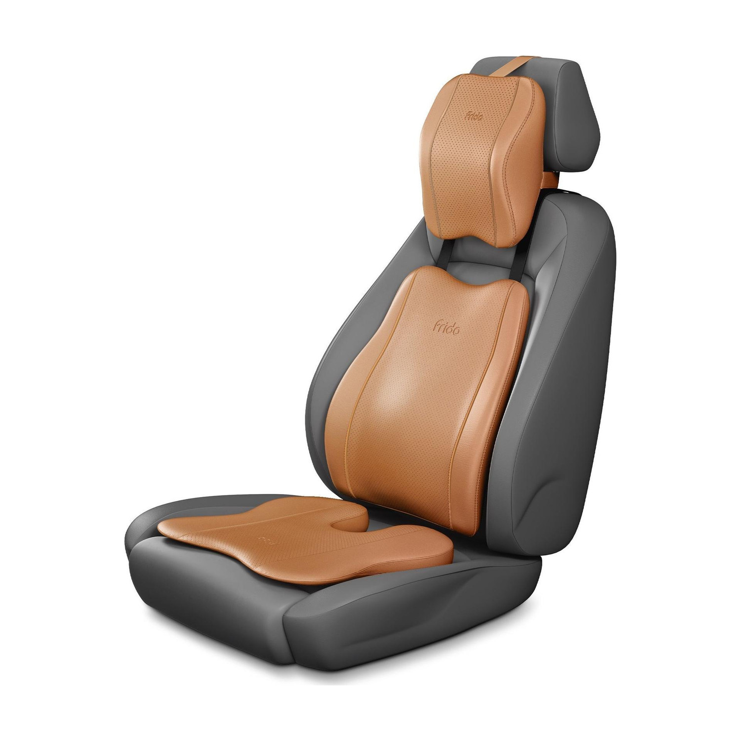 Image of Frido Brown Leatherite Car Pillow Cushion for Universal For Car
