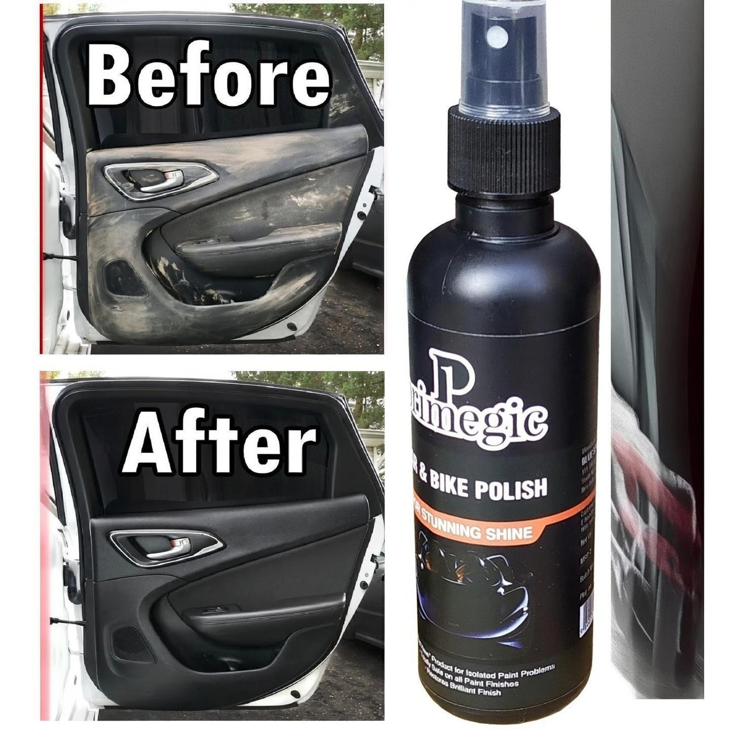 Image of PRIMEGIC Liquid Car Polish for Chrome Accent, Bumper, Dashboard, Exterior, Tyres, Leather, Metal Parts, Windscreen