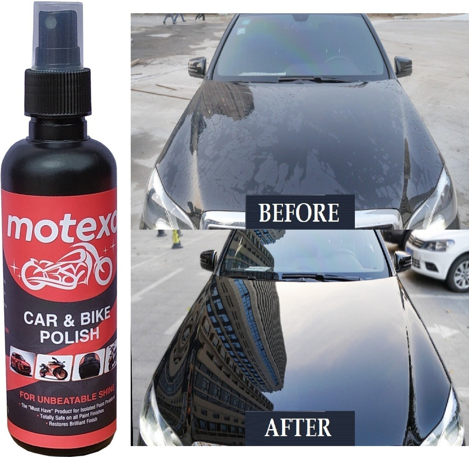Image of MOTEXO Liquid Car Polish for Chrome Accent, Bumper, Dashboard, Exterior, Headlight, Leather, Metal Parts, Windscreen