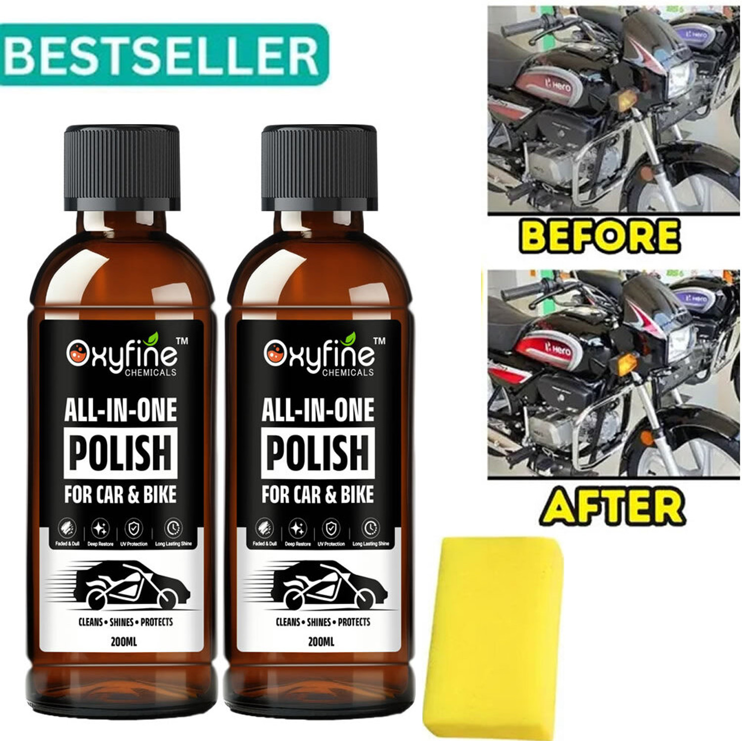 Image of Oxyfine Chemicals Liquid Car Polish for Dashboard, Exterior, Tyres, Metal Parts, Leather