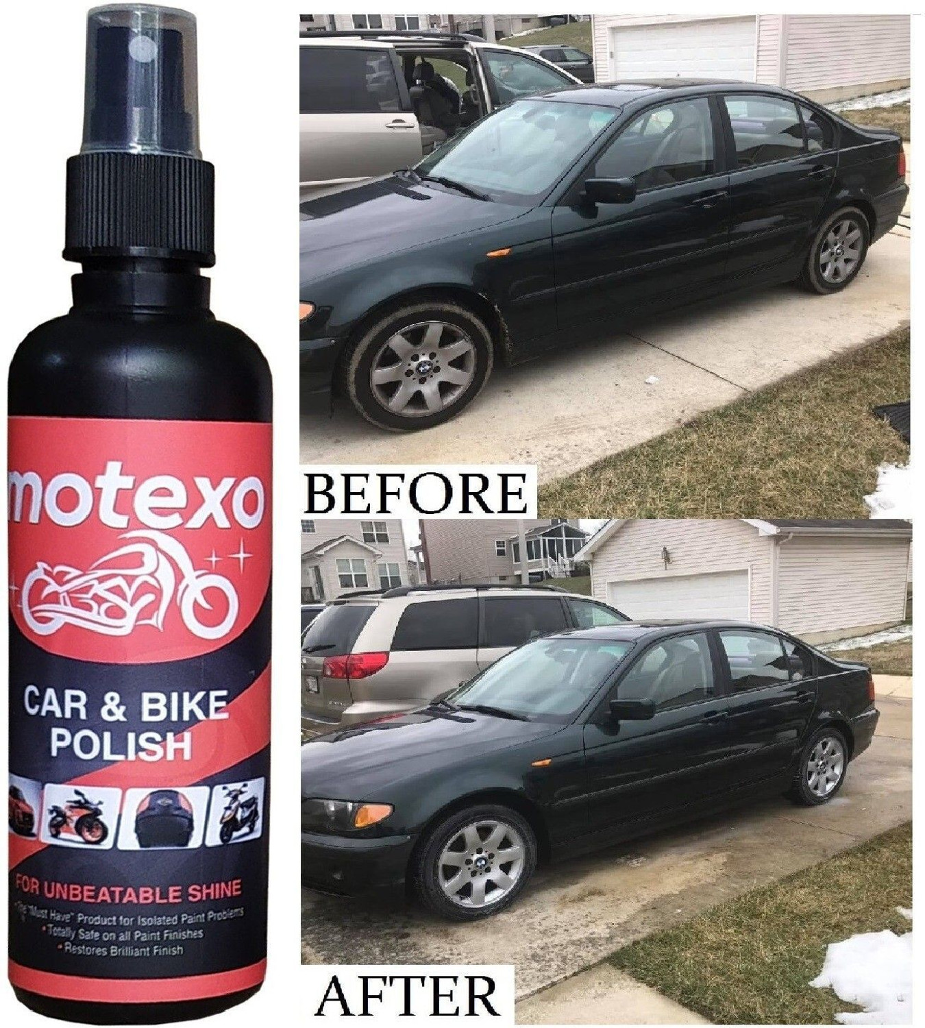 Image of MOTEXO Liquid Car Polish for Bumper, Chrome Accent, Dashboard, Exterior, Leather, Metal Parts, Windscreen, Tyres