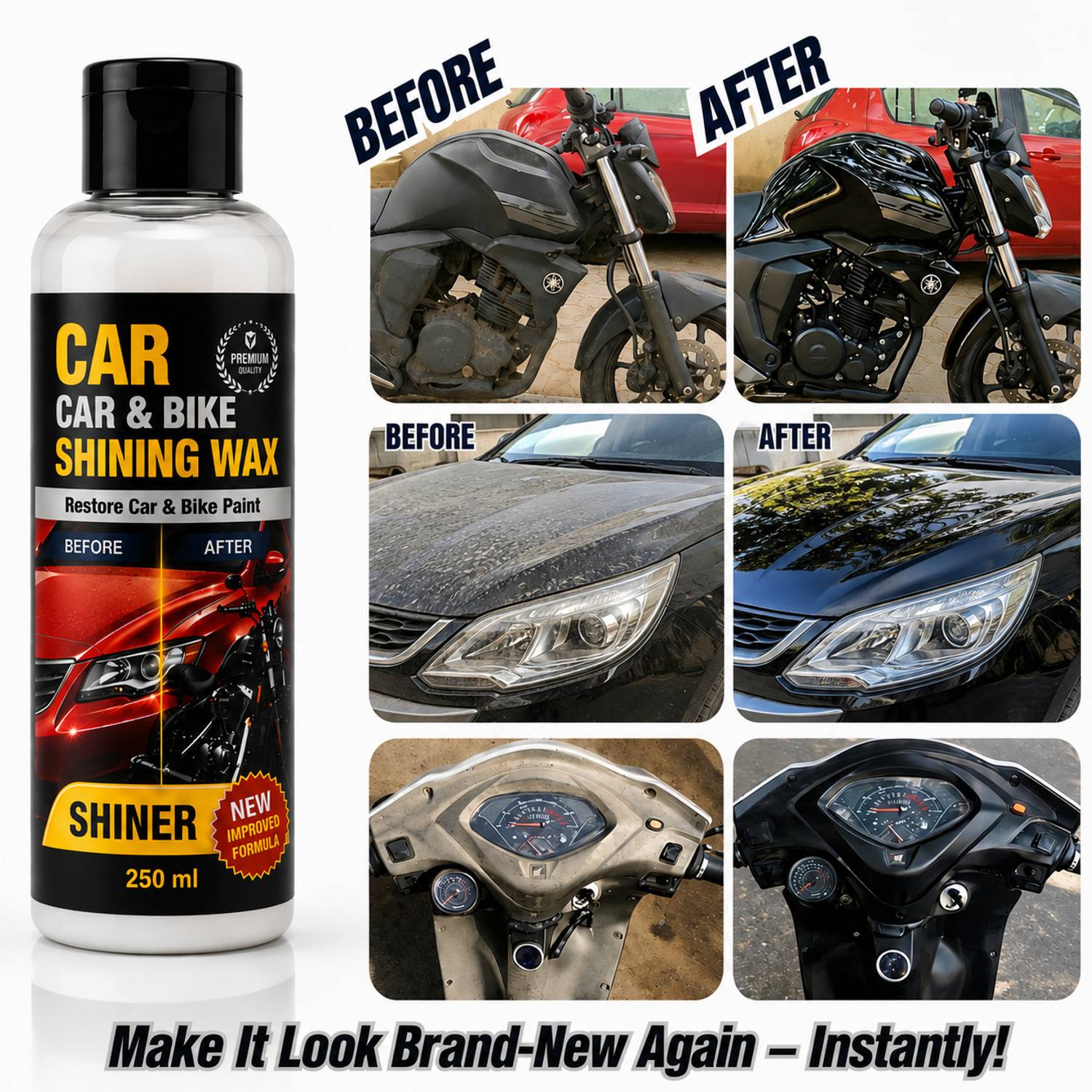 BARRY BLISS Liquid Car Polish for Dashboard, Exterior, Metal Parts