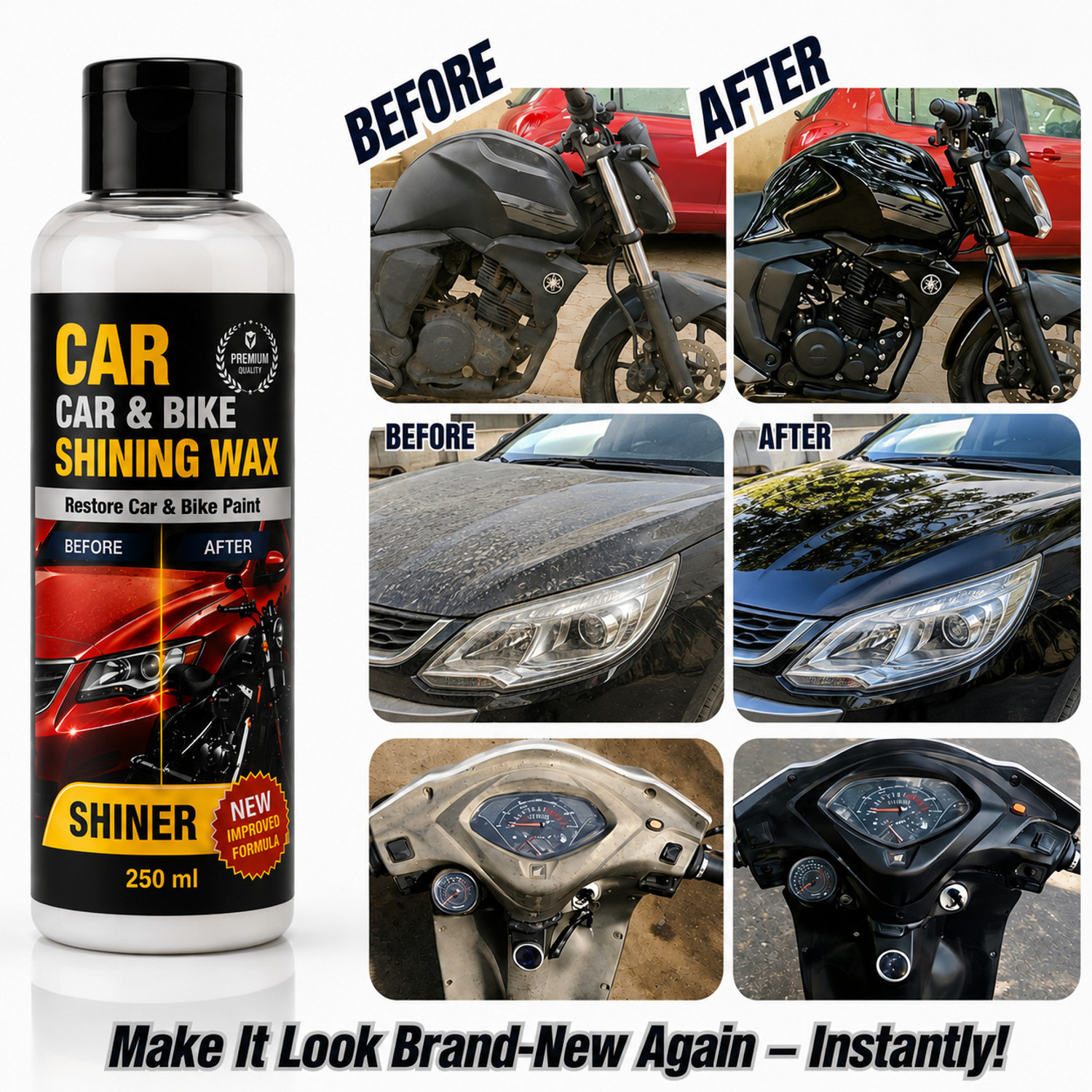 Image of BARRY BLISS Liquid Car Polish for Dashboard, Exterior, Metal Parts