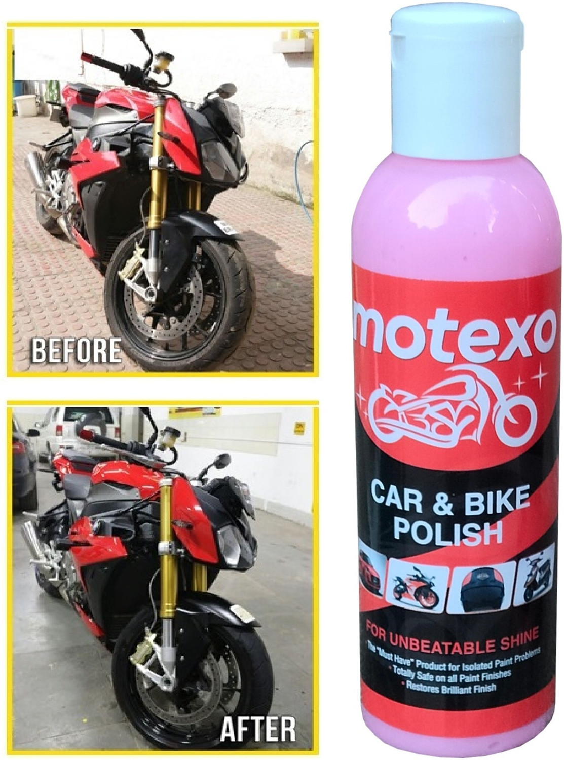 Image of MOTEXO Paste Car Polish for Metal Parts, Chrome Accent, Bumper, Windscreen, Tyres, Metal Parts, Leather