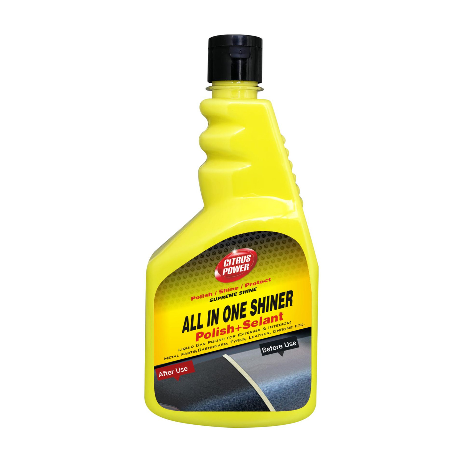 Image of CITRUS POWER Liquid Car Polish for Bumper, Chrome Accent, Dashboard, Exterior, Headlight, Leather, Metal Parts, Tyres