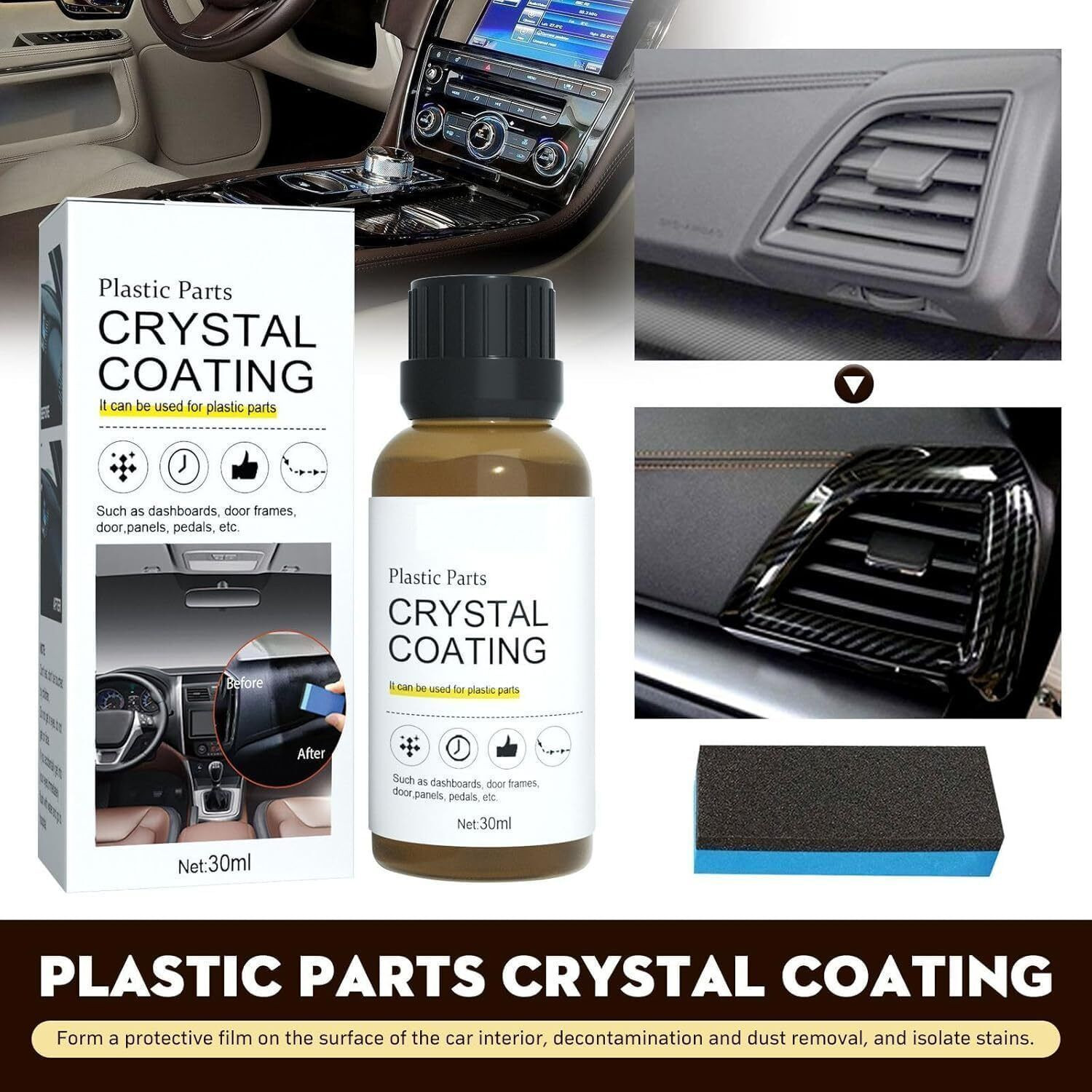 Image of kroywen Liquid Car Polish for Bumper, Chrome Accent, Dashboard, Exterior, Headlight, Leather, Metal Parts, Tyres, Windscreen