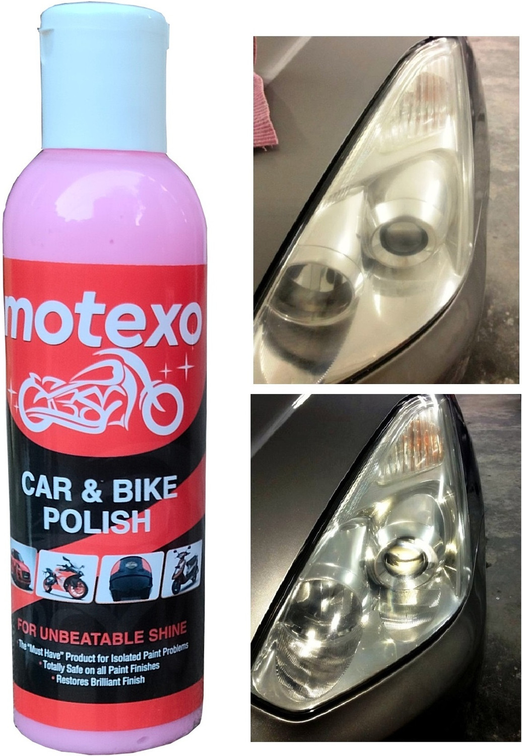 Image of MOTEXO Paste Car Polish for Metal Parts, Chrome Accent, Bumper, Windscreen, Tyres, Metal Parts, Leather