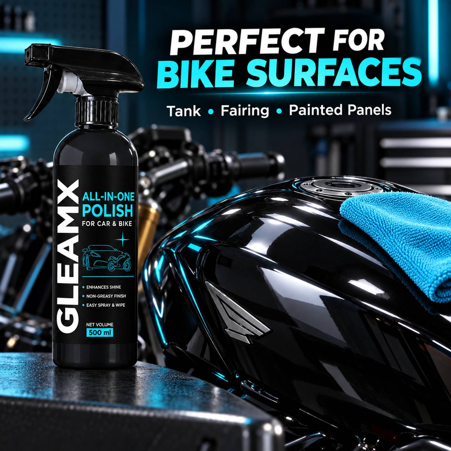 Gleamx Liquid Car Polish for Bumper, Dashboard, Exterior, Leather, - Image 3