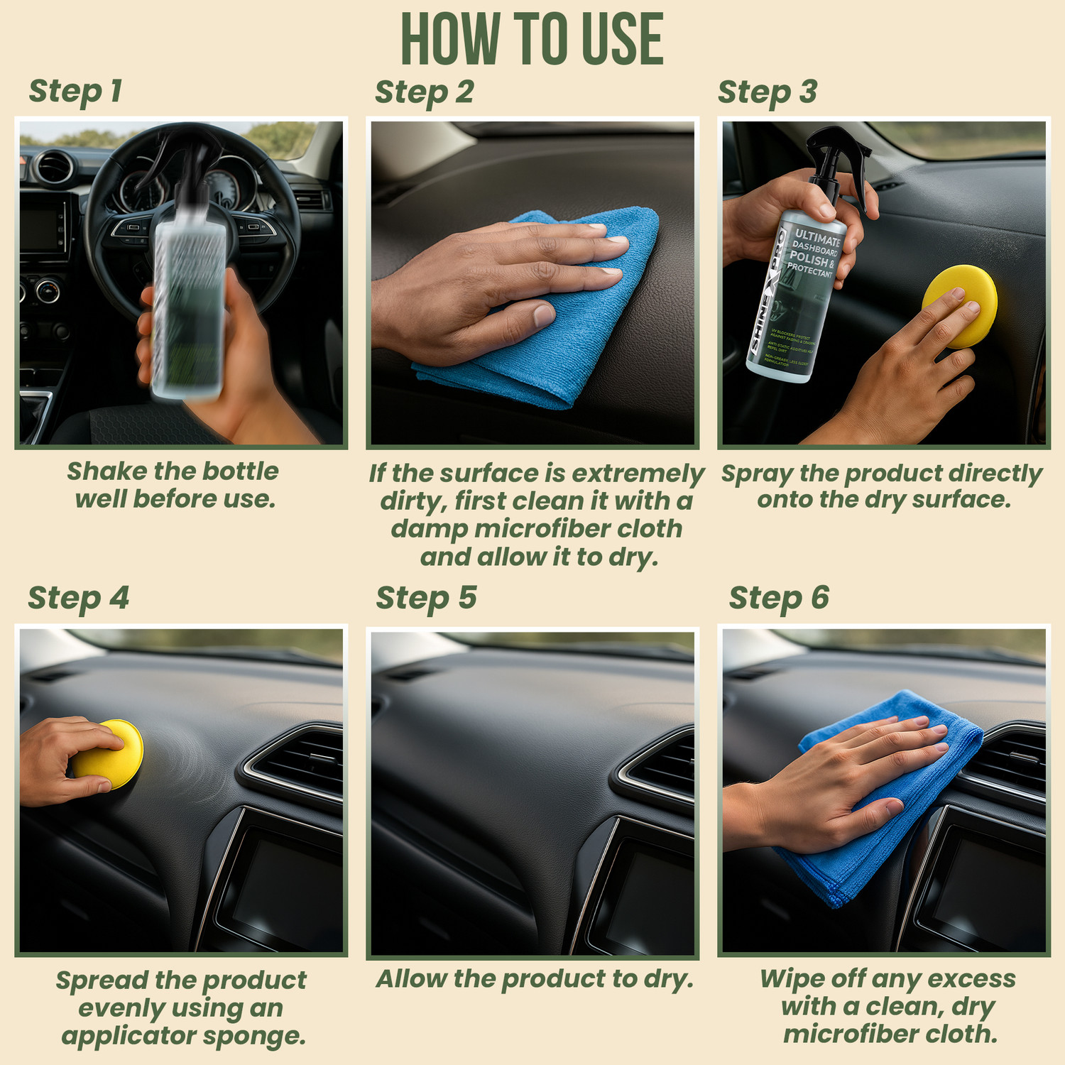 Image of ShineXPro Liquid Car Polish for Dashboard