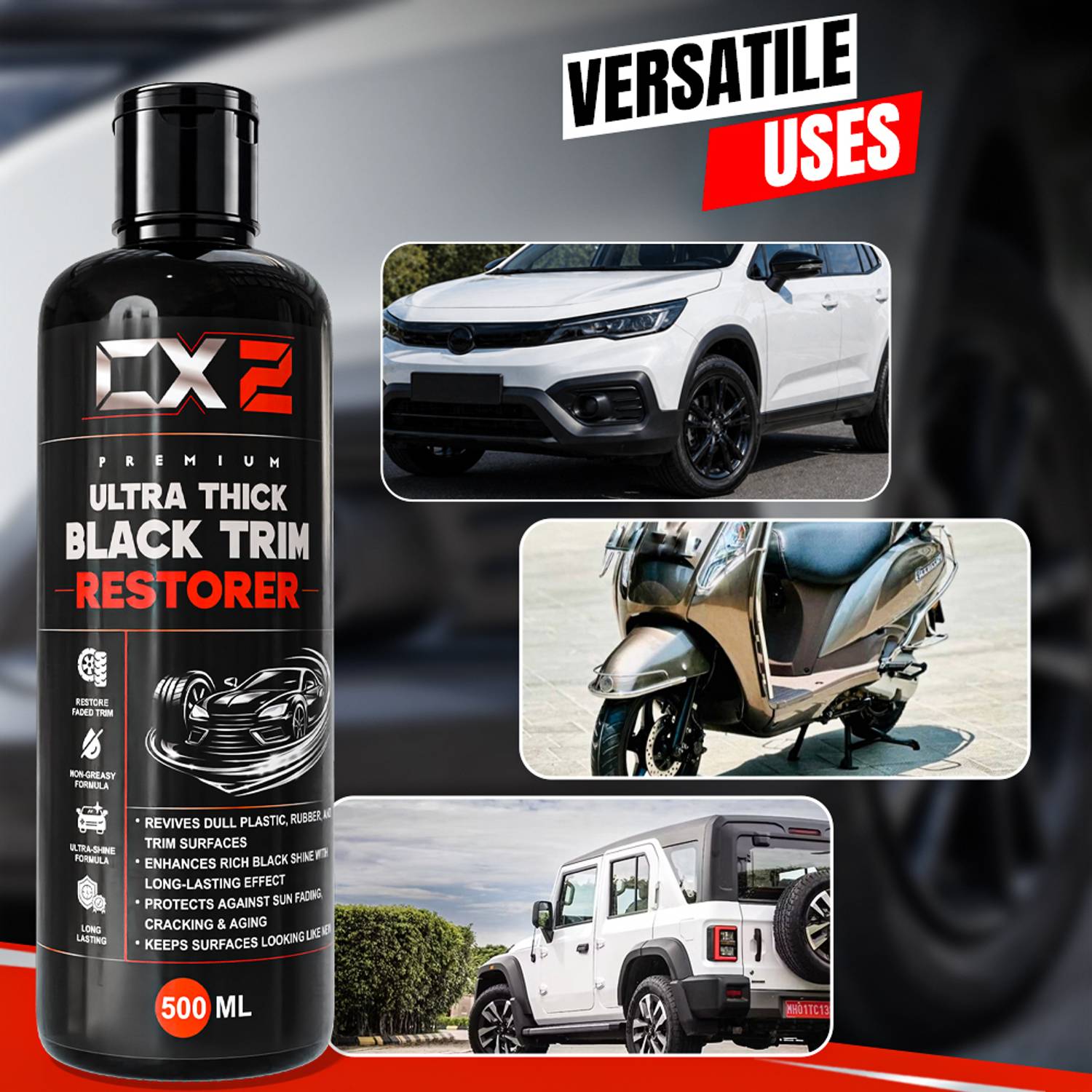 CX2 Liquid Car Polish for Bumper, Exterior, Tyres - Image 5