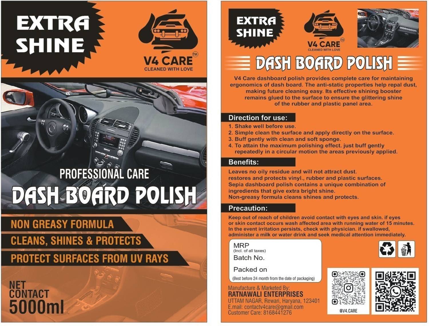 V4 CARE Paste Car Polish for Dashboard, Leather, Bumper, Exterior - Image 4