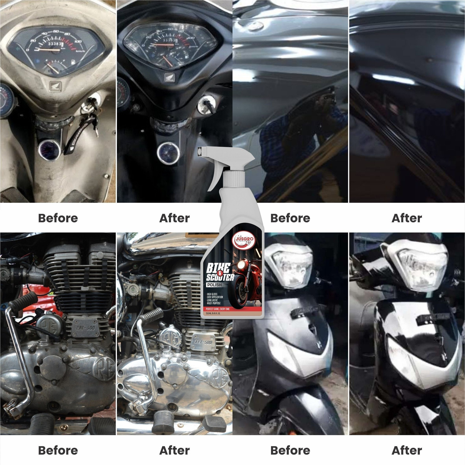 Image of JusGro Liquid Car Polish for Chrome Accent, Bumper, Dashboard, Exterior, Headlight, Leather, Metal Parts, Tyres, Windscreen