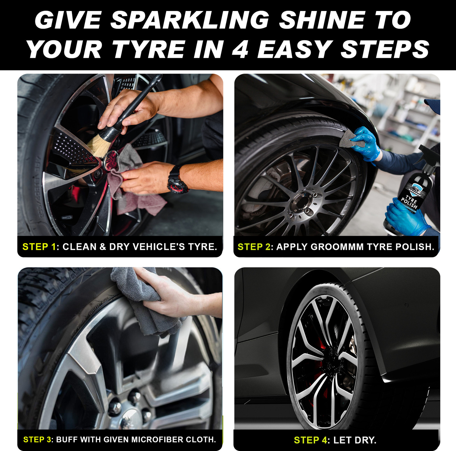 Image of Groommm Liquid Car Polish for Tyres