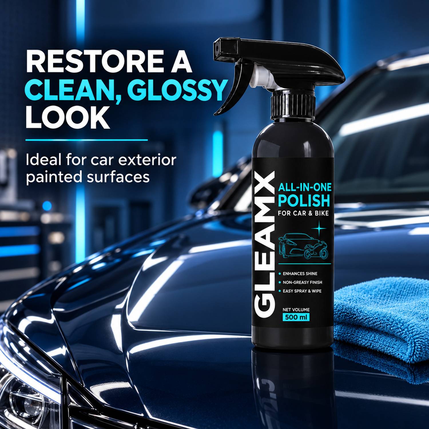 Gleamx Liquid Car Polish for Bumper, Dashboard, Exterior, Leather, - Image 4