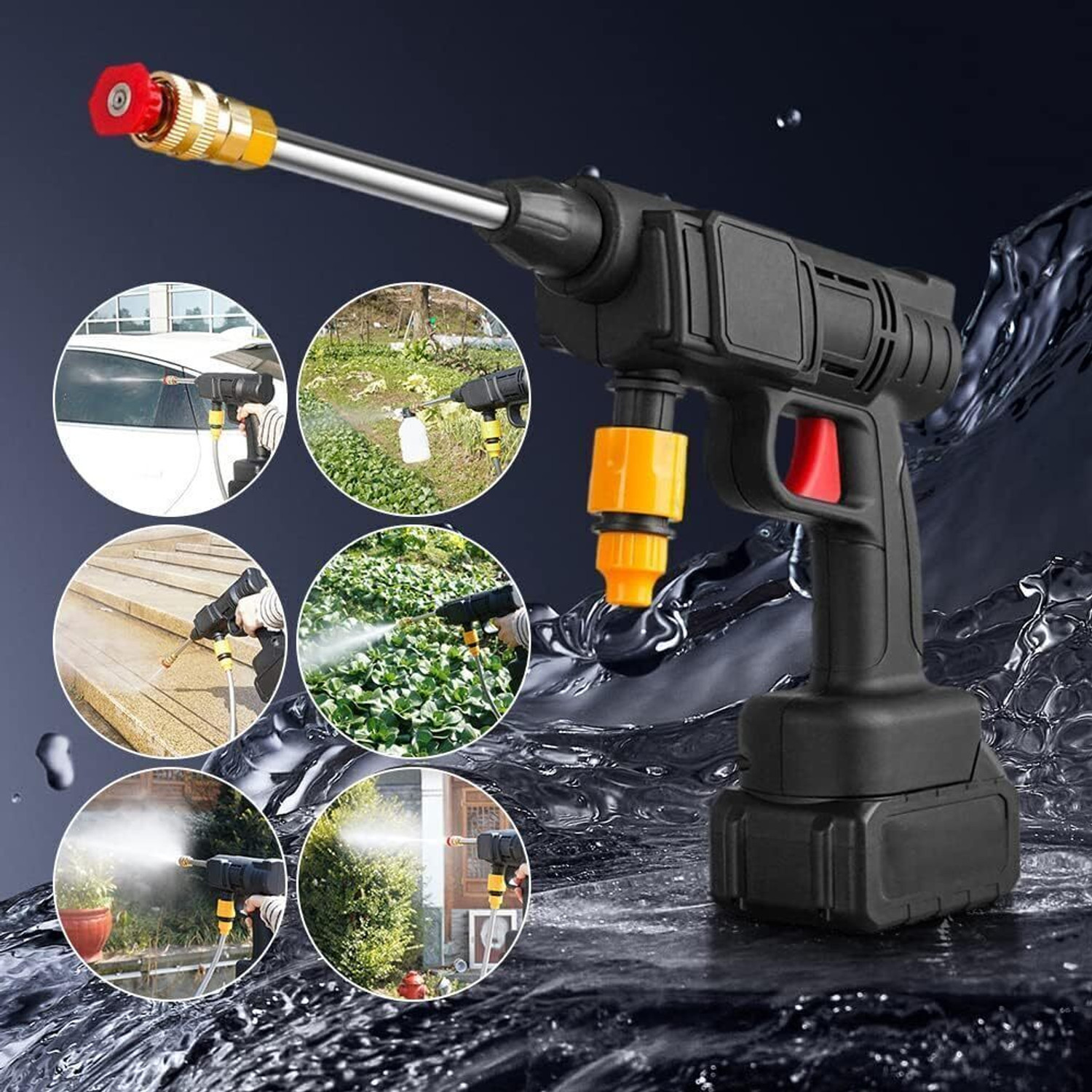 Image of UPOZA Cordless Water Sprayer Car Washer High Pressure Washer Set with Accessories Pressure Washer