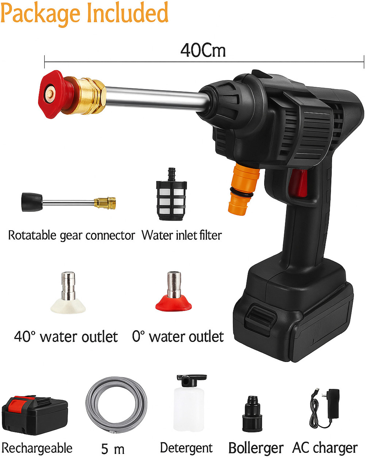 Image of NextGen Cordless High Pressure Washer Gun / 48V Double Battery for Car Bike & MultiClean Pressure Washer