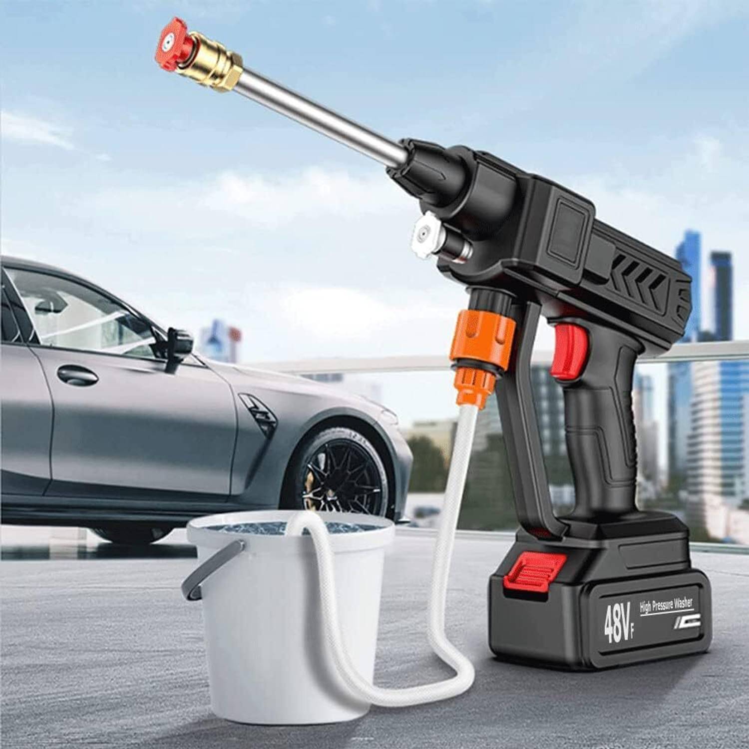 DigiClues Cordless Water Sprayer Car Washer High Pressure Washer Set with AccessoriesBLACK Pressure Washer