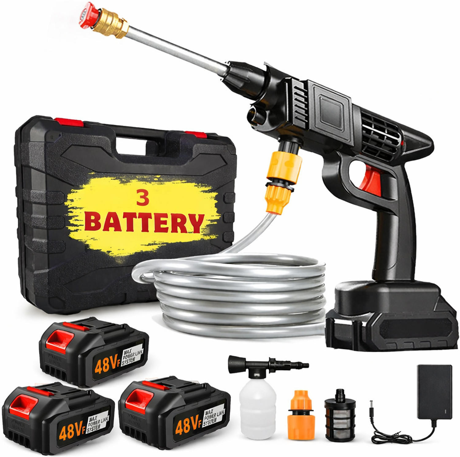 Image of NextGen Cordless High Pressure Washer Gun | 48V 3 Battery | for Car Bike & MultiClean Pressure Washer