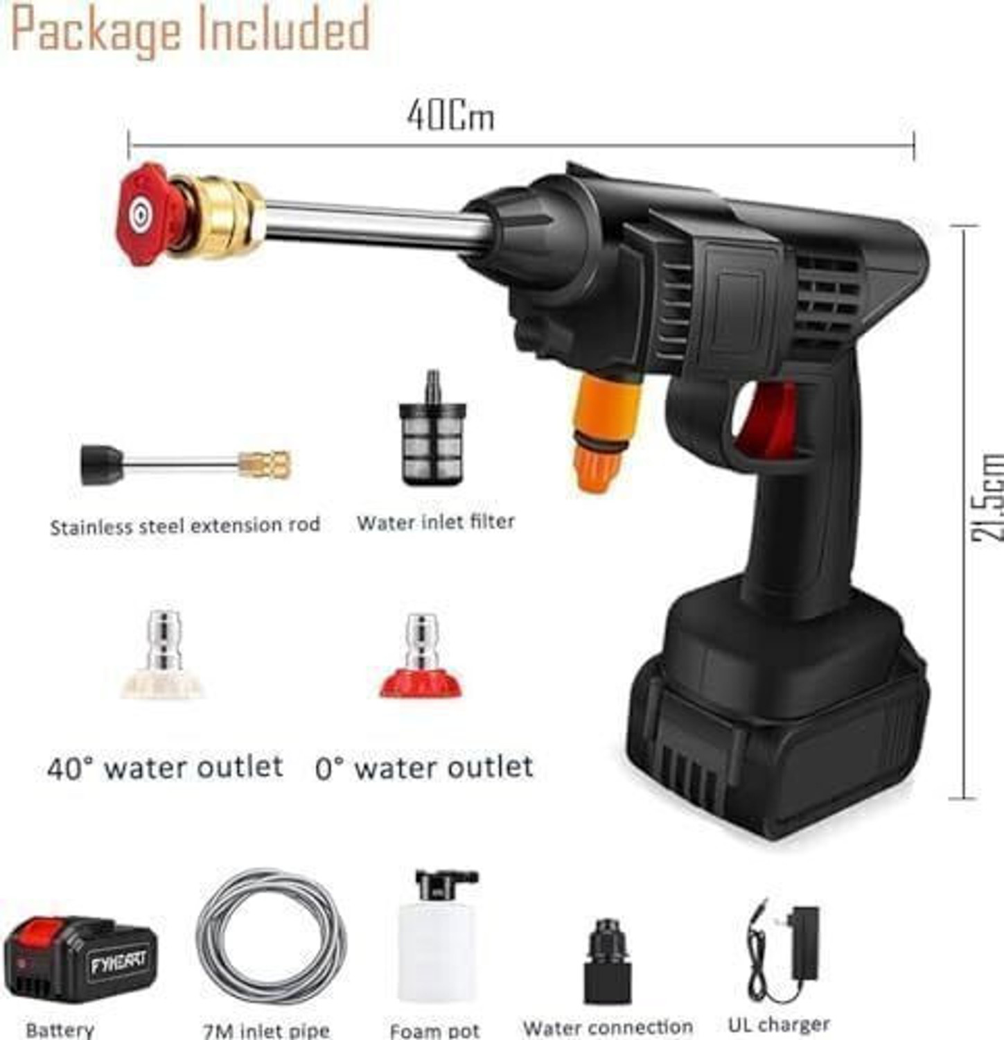 Image of Jemply Wireless High Pressure Washer for Car Washing 48V Rechargeable Pressure Washer