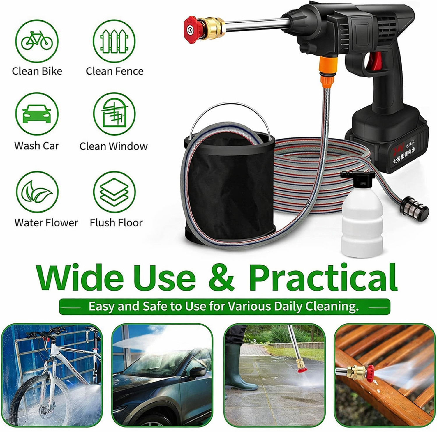Image of NextGen Cordless High Pressure Washer Gun | 48V 3 Battery | for Car Bike & MultiClean Pressure Washer