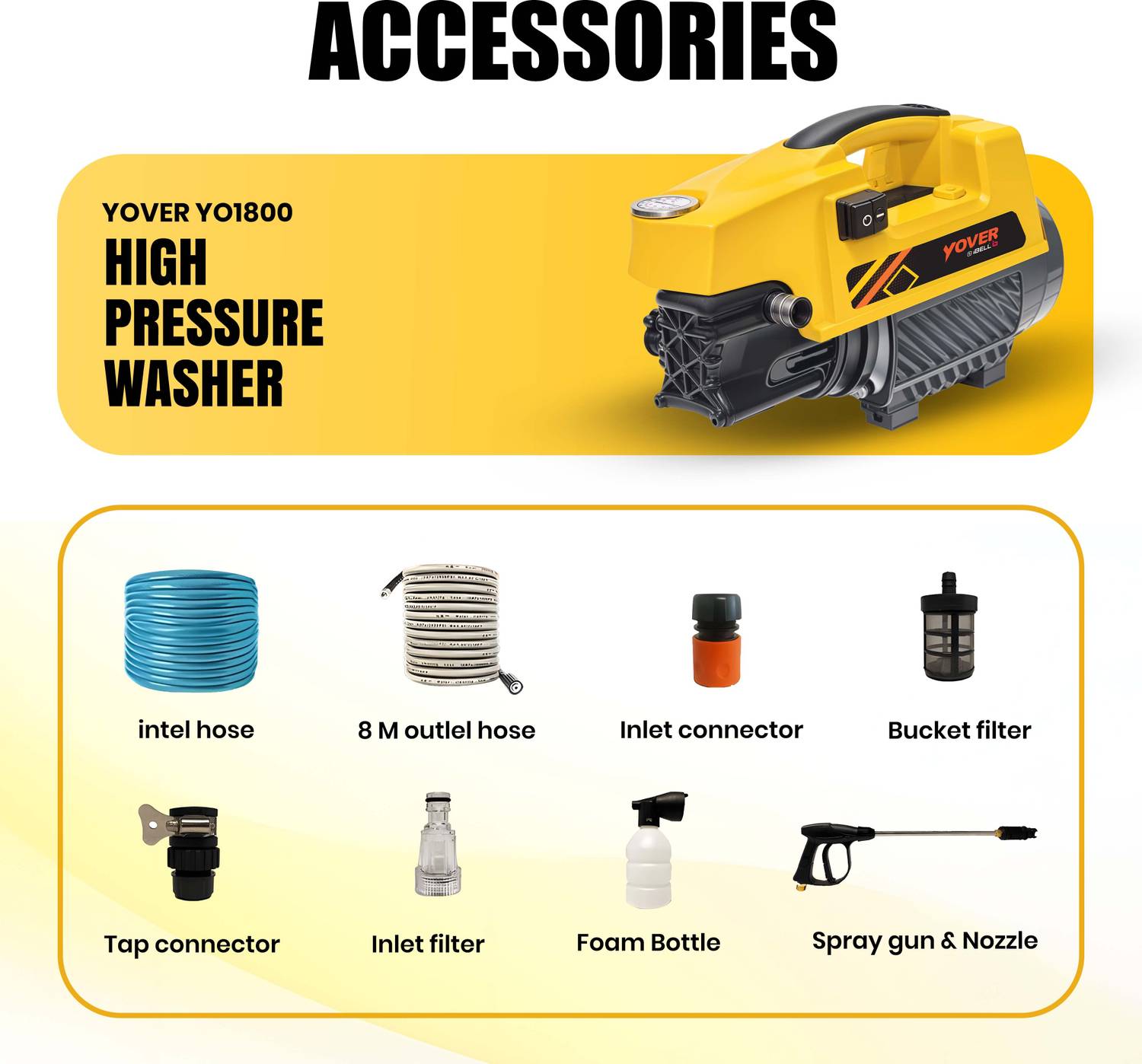 iBELL Yover 1800W 120bar 6.5L/Min Pressure Washer - Image 2
