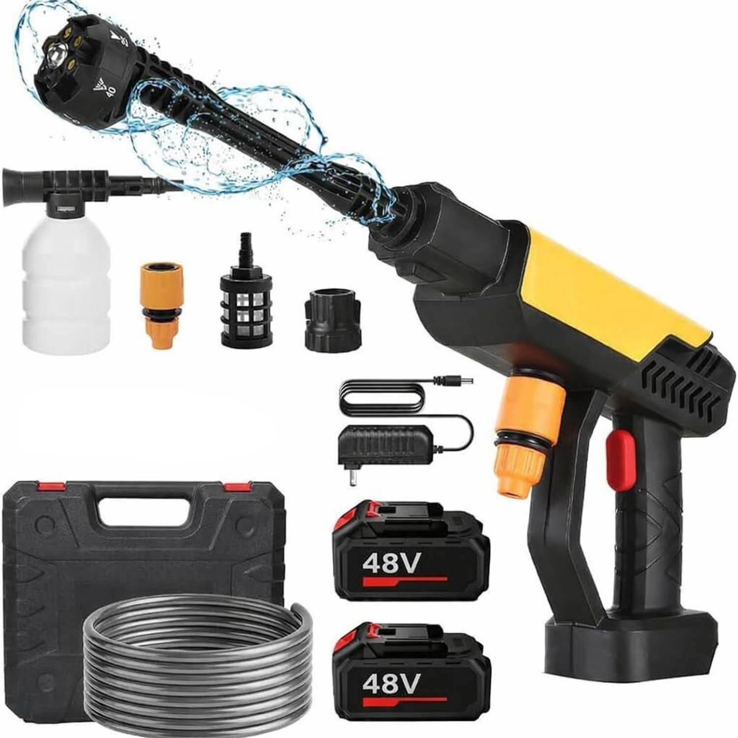 Image of Tazomi 48V Cordless Portable Water Gun for Car Wash Bike Washing Nozzle and 5M HosePipe Pressure Washer