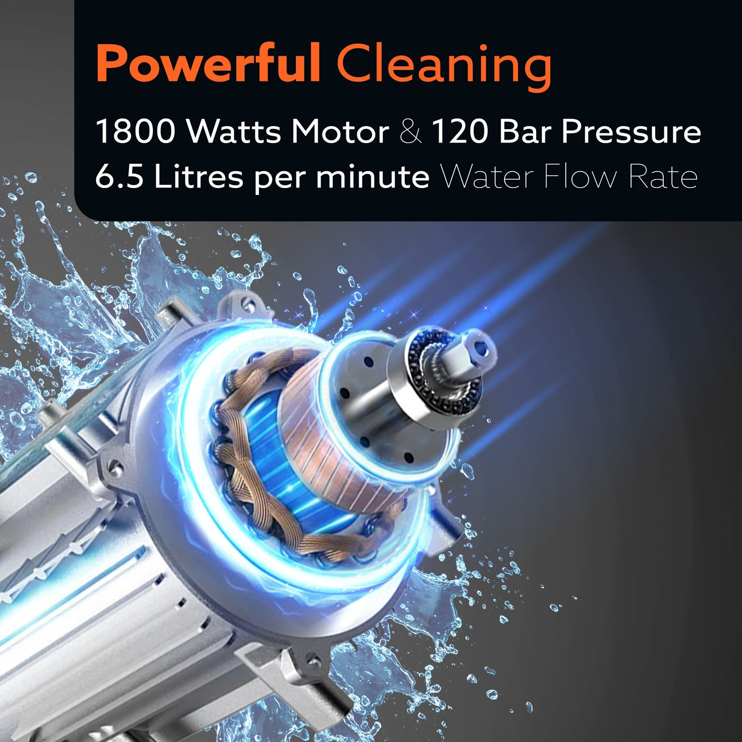 Image of AGARO Supreme 1800 Watt, 120 Bar, 6.5L /Min Flow Rate, 8 Mtr Hose, Car & Bike, High Pressure Washer
