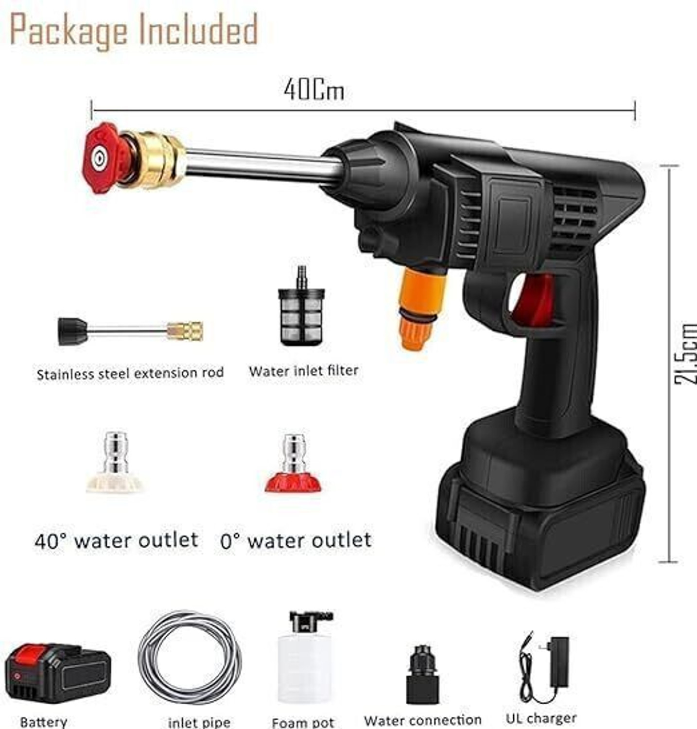 Image of Rlstore Car Washer High Pressure Washer Set with Accessories and 48w 2 battery Spray Gun